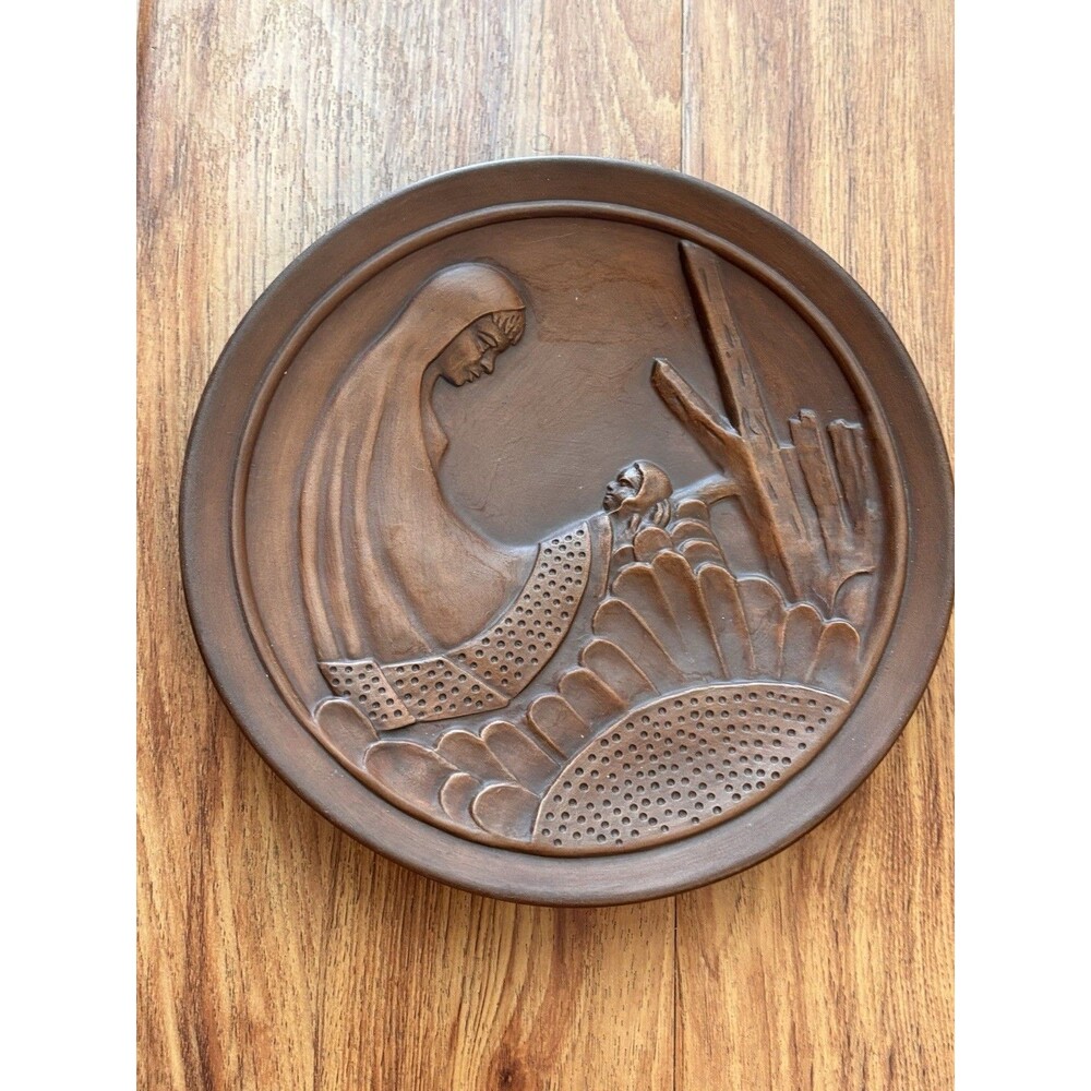 Frankoma Pottery The Grace Madonna VDCCII 1977 Brown Wall Plate 10in